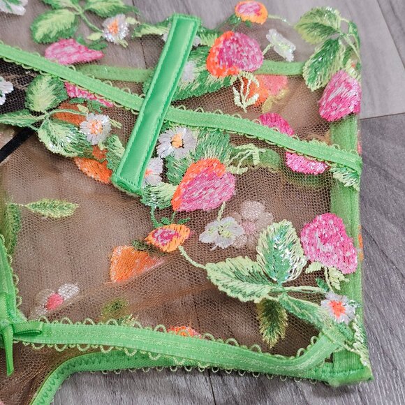 NWT Honey Birdette Lottie Green Suspender Garter Belt Size XL - Picture 3 of 6